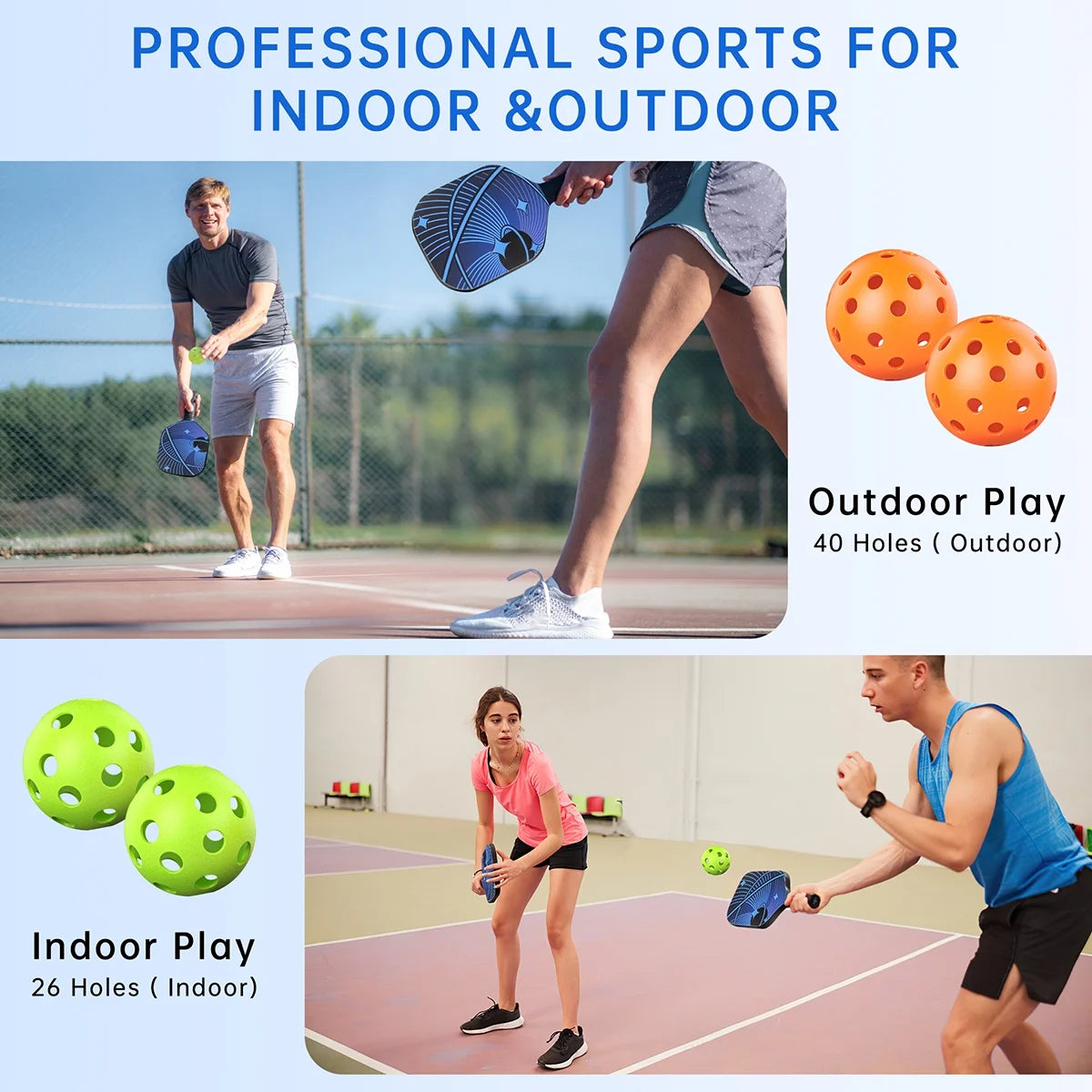 Pickleball Paddles, Pickle Ball Set with 2 Premium Wood Pickleball Paddles USAPA Approved, 4 Cooling Towels & Carring Bag, Ergonomic Cushion Grip, 2 Outdoor Balls 2 Indoor Balls for Men Women, Red