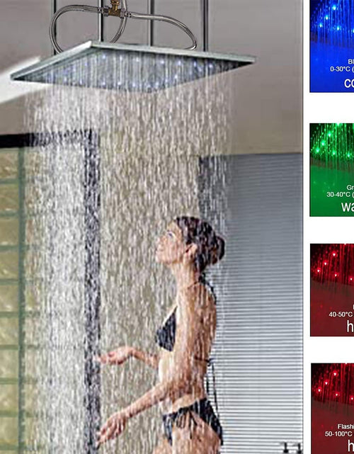 Load image into Gallery viewer, 20Inch Thermostatic Shower Faucets Complete Set, Brass Luxury LED Rain Shower System with 6 Full Body Jets, Can Use 2 Functions Once Time, Ceiling Mount
