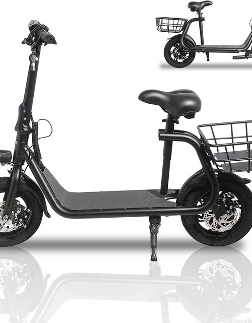 Load image into Gallery viewer, 450W 36V Folding Electric Scooters E-Scooter, 12 Inches Tires Sports Electric Scooter with Seat, Adult Electric Bike Ebike Biycle, Electric Moped for Adult Commuter, Black
