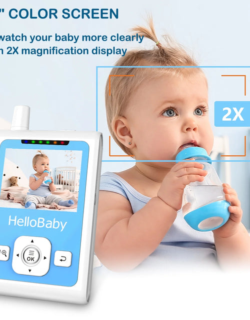 Load image into Gallery viewer, Baby Monitor- HB26 Video Baby Monitor with 2.4 Inch Screen, Night Vision, Temperature Sensor, VOX Mode, One-Way Talk
