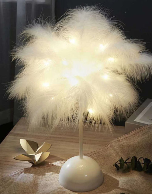 Load image into Gallery viewer, Feather Lamp,Lamps for Night Stands,Nightstand Lamp, Bedroom Table Lamp, Decorations for Bedroom, Mother&#39;S Day Gifts(White)
