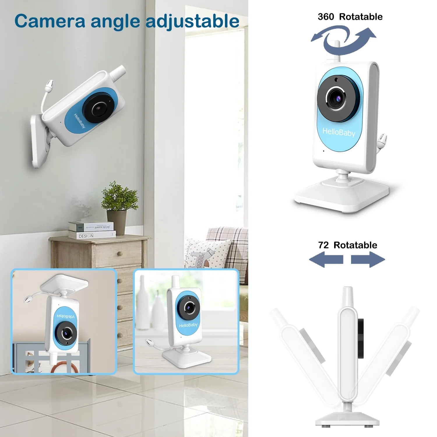 Baby Monitor- HB26 Video Baby Monitor with 2.4 Inch Screen, Night Vision, Temperature Sensor, VOX Mode, One-Way Talk