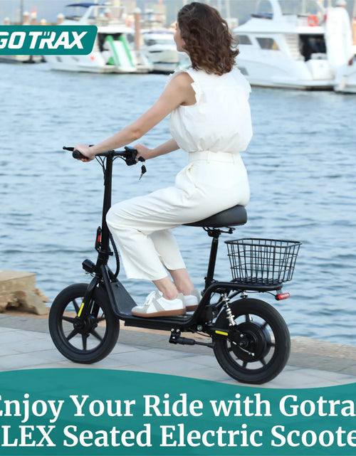 Load image into Gallery viewer, Flex Electric Scooter with Seat for Adult Commuter, 550W&amp;36V&amp;15.5Mph Foldable Scooter with 14&quot; Pneumatic Tire, Ebike with Carry Basket Black
