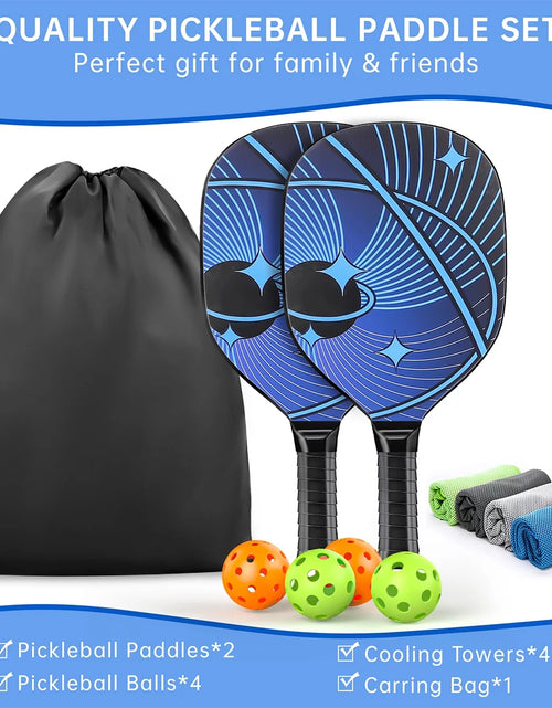 Load image into Gallery viewer, Pickleball Paddles, Pickle Ball Set with 2 Premium Wood Pickleball Paddles USAPA Approved, 4 Cooling Towels &amp; Carring Bag, Ergonomic Cushion Grip, 2 Outdoor Balls 2 Indoor Balls for Men Women, Red
