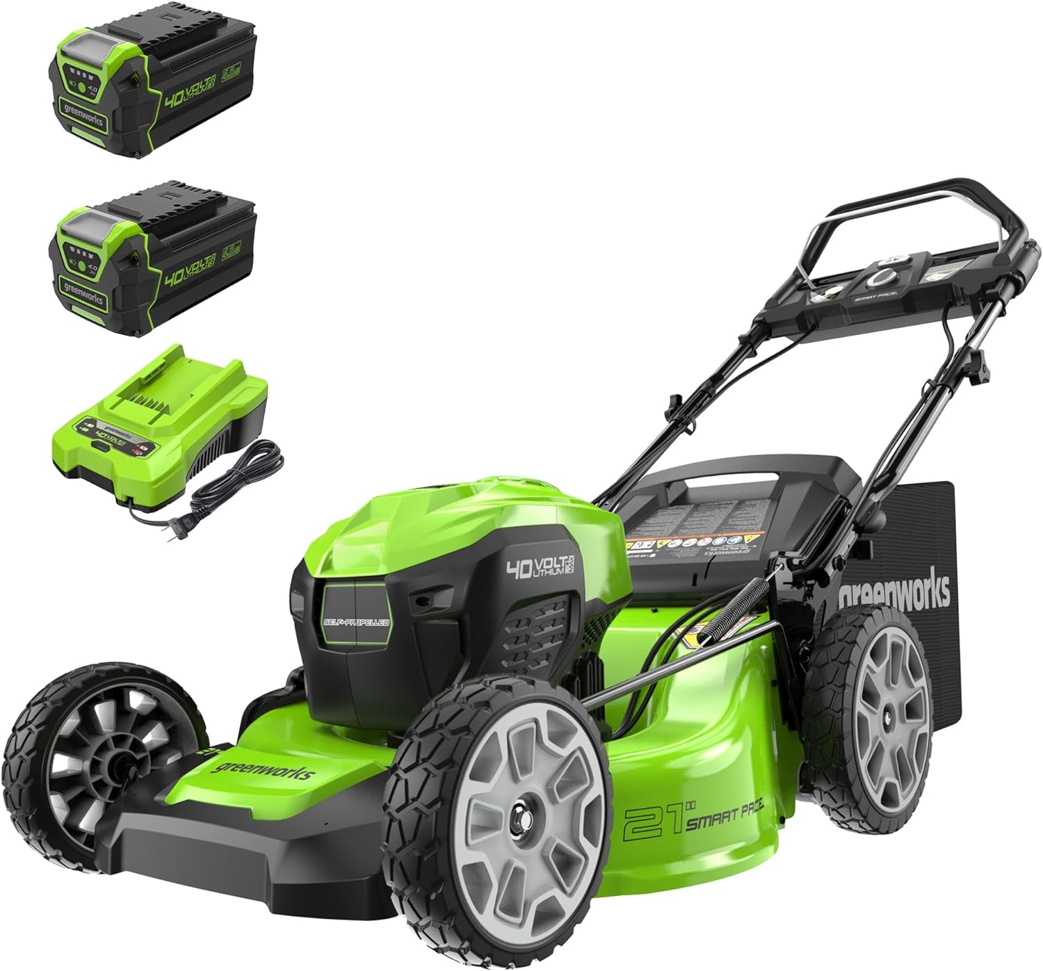 40V 21" Brushless Cordless (Smart Pace / Self-Propelled) Lawn Mower (75+ Compatible Tools), (2) 4.0Ah Batteries and Charger Included