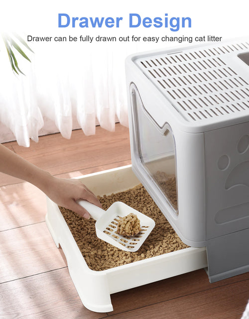 Load image into Gallery viewer, XXL Large Space Foldable Cat Litter Box with Front Entry &amp; Top Exit with Tray
