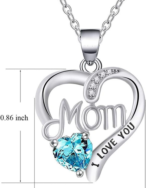 Load image into Gallery viewer, I Love You Mom Love Heart Necklace,925 Sterling Silver Rhinestone Necklace for Mom,Best Mom Necklace Gift for Mother
