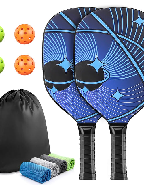 Load image into Gallery viewer, Pickleball Paddles, Pickle Ball Set with 2 Premium Wood Pickleball Paddles USAPA Approved, 4 Cooling Towels &amp; Carring Bag, Ergonomic Cushion Grip, 2 Outdoor Balls 2 Indoor Balls for Men Women, Red
