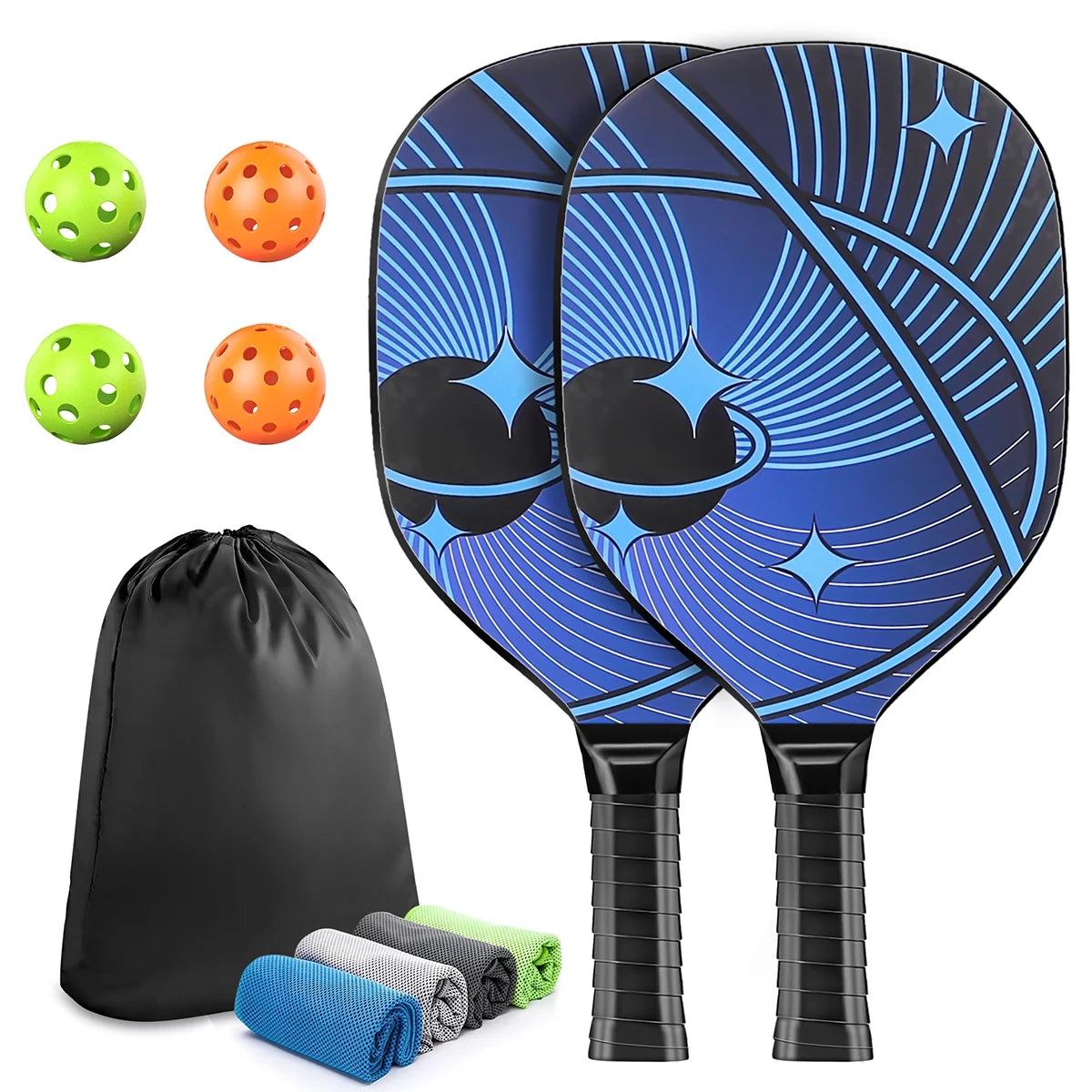 Pickleball Paddles, Pickle Ball Set with 2 Premium Wood Pickleball Paddles USAPA Approved, 4 Cooling Towels & Carring Bag, Ergonomic Cushion Grip, 2 Outdoor Balls 2 Indoor Balls for Men Women, Red