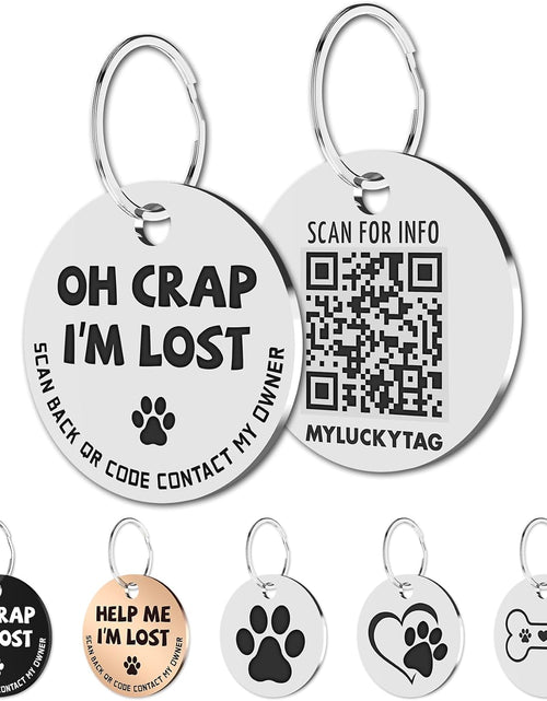 Load image into Gallery viewer, Stainless Steel QR Code Pet ID Tags Dog Tags - Pet Online Profile - Scan QR Receive Instant Pet Location Alert Email
