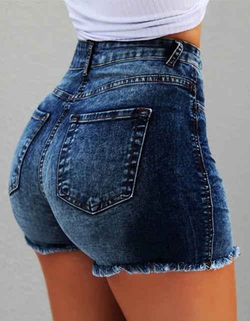 Load image into Gallery viewer, Women&#39;S Denim Shorts Summer Lady Clothing High Waist Denim Shorts Women&#39;S Fringe Frayed Ripped Jeans Hot Shorts with Pockets
