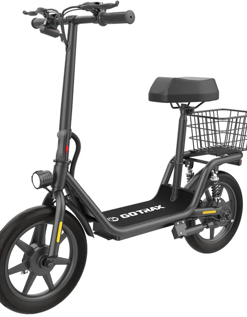 Load image into Gallery viewer, Flex Electric Scooter with Seat for Adult Commuter, 550W&amp;36V&amp;15.5Mph Foldable Scooter with 14&quot; Pneumatic Tire, Ebike with Carry Basket Black
